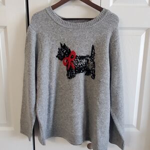 Cupcakes And Cashmere Nwt Gray Scottie Dog Sweater. 2X.